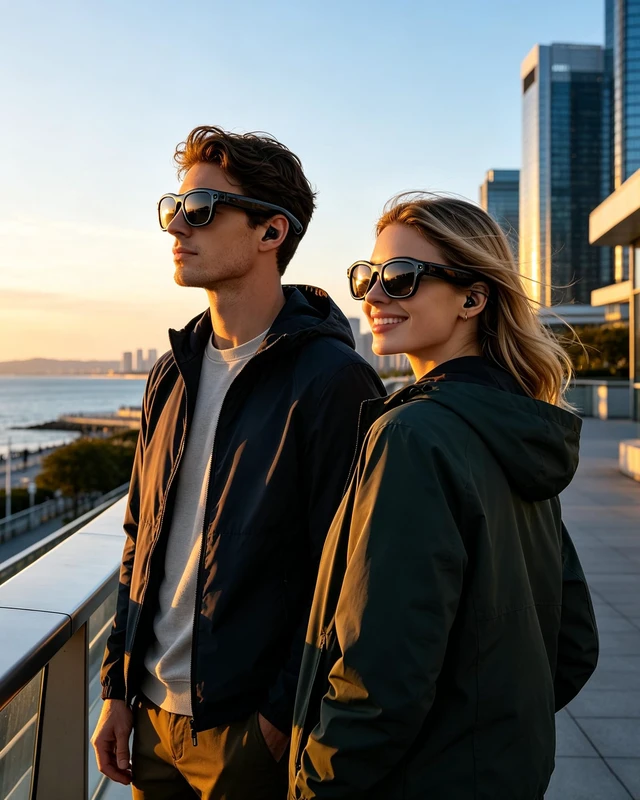 Alt view image 5 of 7 - Smart AI Glasses with Camera, 1080P HD Video & 8MP Photo Capture, Real-Time Translation, Recording Glasses, Wireless Charging, Voice Assistant, Open-Ear Audio, Object Recognition, Bluetooth, 3 Lens