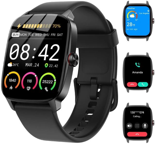 Main image of Smart Watches for Women Men with Bluetooth Call & AI Voice, 1.85" HD Fitness Tracker with Heart Rate SpO2 Sleep Monitor, 100+ Sports Modes,Mini Games, IP68 Waterproof Smartwatch for Android iOS Phones