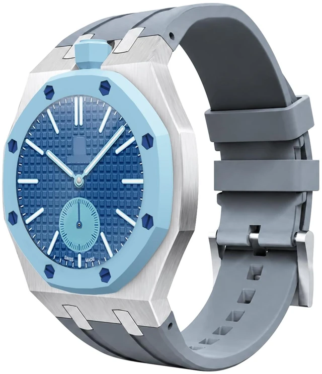 Main image of Luxury Aluminum Case Band Mod Kit Compatible with AP Swatch Royal Pop for Men Women, Lightweight Shockproof Aluminum Bumper Case with Sport Silicone Replacement Strap