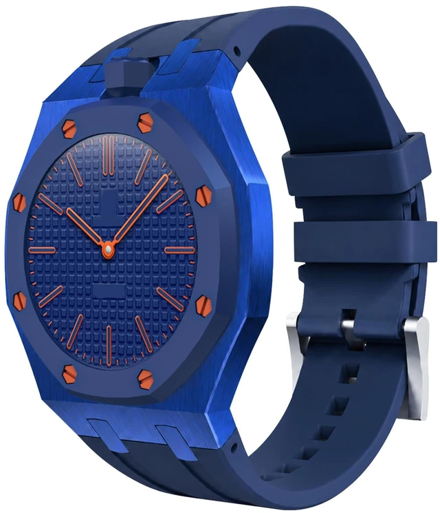 Main image of Luxury Aluminum Case Band Mod Kit Compatible with AP Swatch Royal Pop for Men Women, Lightweight Shockproof Aluminum Bumper Case with Sport Silicone Replacement Strap