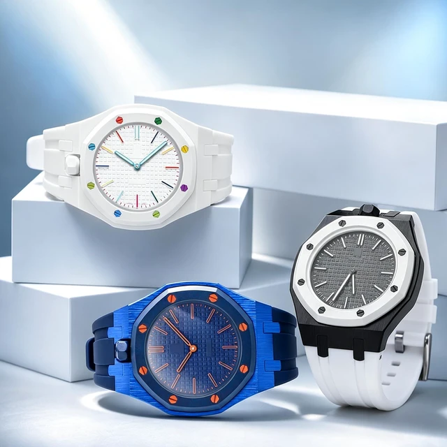 Alt view image 7 of 7 - Luxury Aluminum Case Band Mod Kit Compatible with AP Swatch Royal Pop for Men Women, Lightweight Shockproof Aluminum Bumper Case with Sport Silicone Replacement Strap