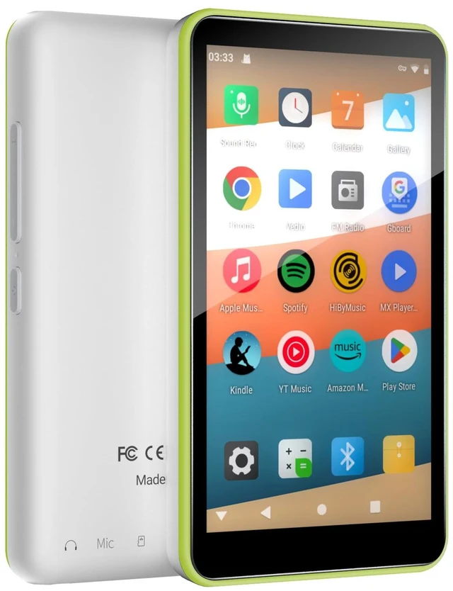 Main image of MP3 Player for Kids with Bluetooth, 4" Touch, Android 9.0, 144GB, Yellow Separate 128GB TF media storage, parental control, built-in FM radio, supports Audible & Libby & Spotify audiobooks