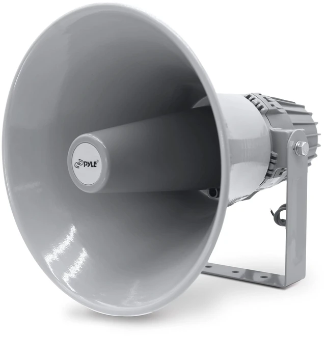 Main image of Indoor Outdoor PA Horn Speaker - 12.7 Inch 60 W Compact Loud Sound Megaphone w/ 400Hz-5KHzz Frequency, 16 Ohm, 70V/100V Transformer, Mounting Bracket Hardware, for 70V/100V Audio System