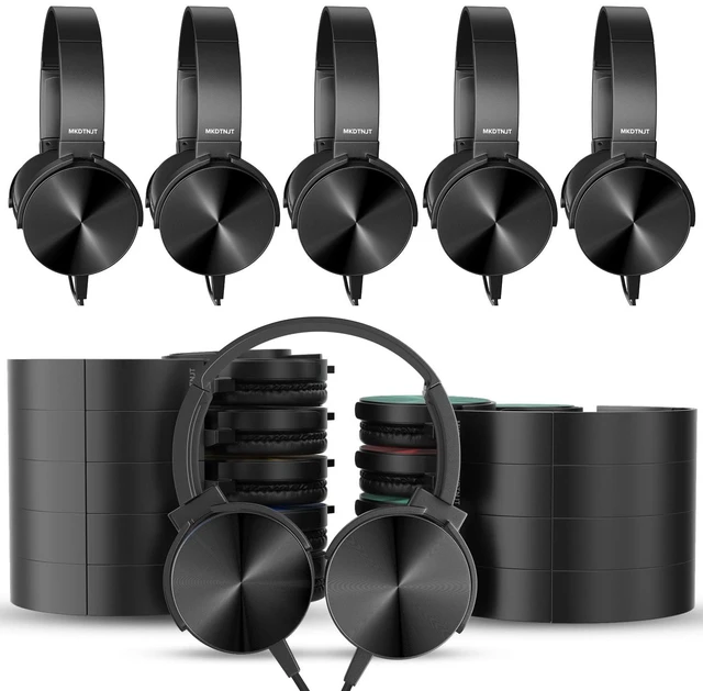Main image of 24 Pack Bulk Kids Headphones for Classroom Adjustable Wired Over-Ear Headsets with 3.5 mm Plug for Kids Students School Library Museums Charity Donate(HTC004)