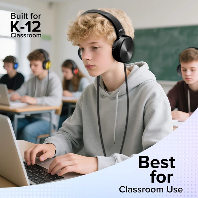 Alt view image 5 of 7 - 24 Pack Bulk Kids Headphones for Classroom Adjustable Wired Over-Ear Headsets with 3.5 mm Plug for Kids Students School Library Museums Charity Donate(HTC004)