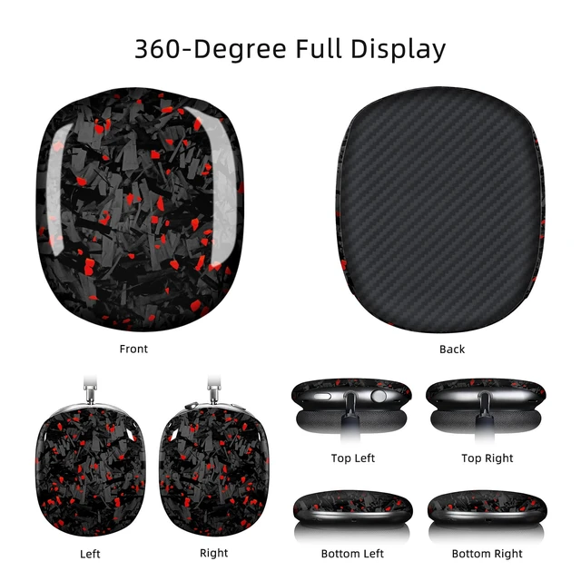 Alt view image 4 of 7 - Real Carbon Fiber Case for AirPods Max (2024/2020), Military-Grade Protective Hard Cover for Apple Max Headphones, Unique Forged Glossy, Scratch-Resistant, Essential Accessories-Red