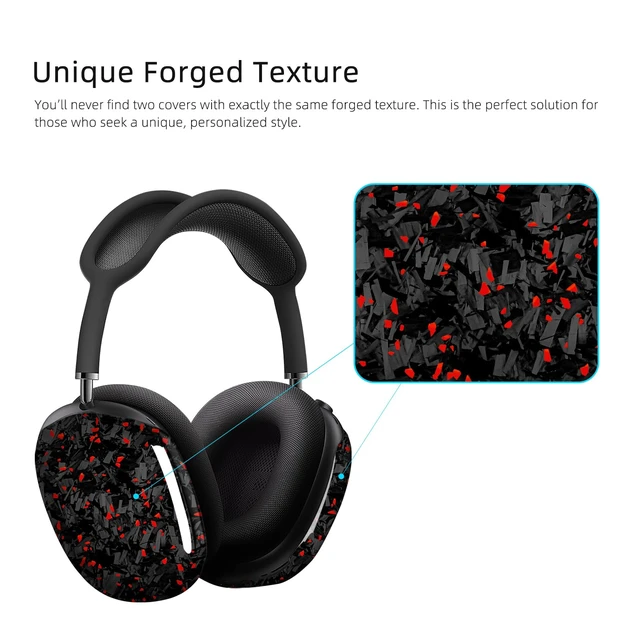 Alt view image 7 of 7 - Real Carbon Fiber Case for AirPods Max (2024/2020), Military-Grade Protective Hard Cover for Apple Max Headphones, Unique Forged Glossy, Scratch-Resistant, Essential Accessories-Red