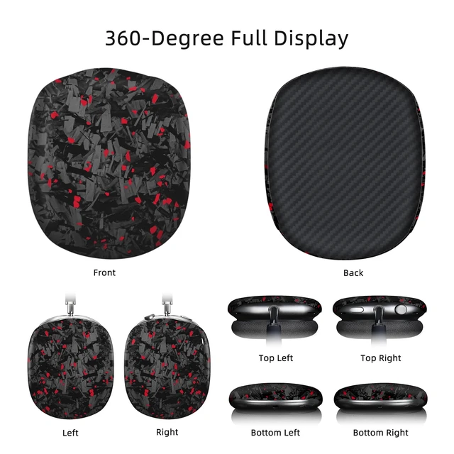 Alt view image 4 of 7 - Real Carbon Fiber Case for AirPods Max (2024/2020), Military-Grade Protective Hard Cover for Apple Headphones, Unique Forged Matte, Scratch-Resistant, Essential Accessories-Matte Red