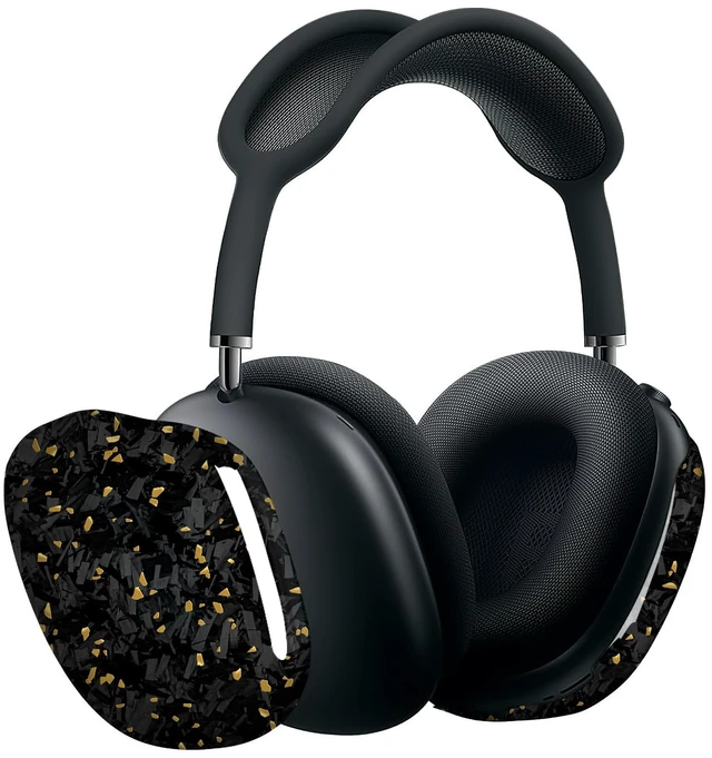 Main image of Real Carbon Fiber Case for AirPods Max (2024/2020), Military-Grade Protective Hard Cover for Apple Max Headphones, Unique Forged Glossy, Scratch-Resistant, Essential Accessories-Gold