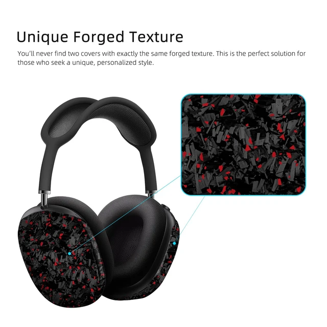 Alt view image 7 of 7 - Real Carbon Fiber Case for AirPods Max (2024/2020), Military-Grade Protective Hard Cover for Apple Headphones, Unique Forged Matte, Scratch-Resistant, Essential Accessories-Matte Red