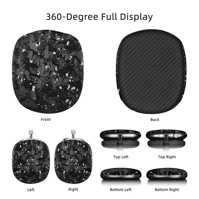 Alt view image 3 of 7 - Real Carbon Fiber Case for AirPods Max (2024/2020), Military-Grade Protective Hard Cover for Apple Headphones, Unique Forged Matte, Scratch-Resistant, Essential Accessories-Matte Silver