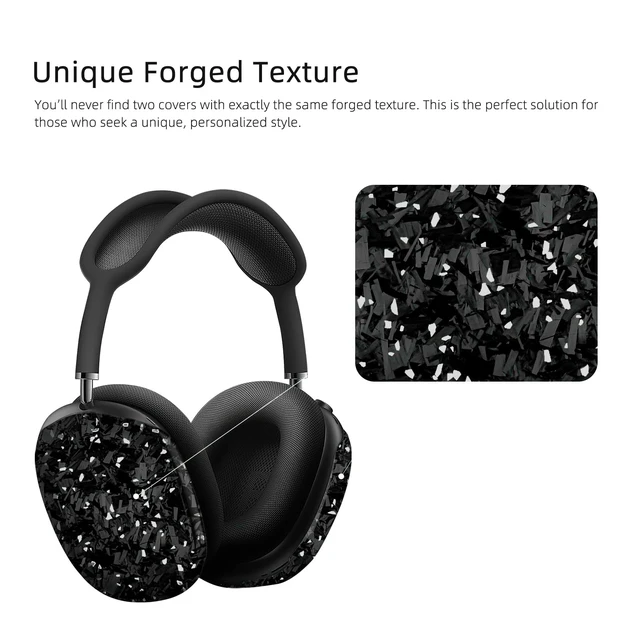 Alt view image 6 of 7 - Real Carbon Fiber Case for AirPods Max (2024/2020), Military-Grade Protective Hard Cover for Apple Headphones, Unique Forged Matte, Scratch-Resistant, Essential Accessories-Matte Silver