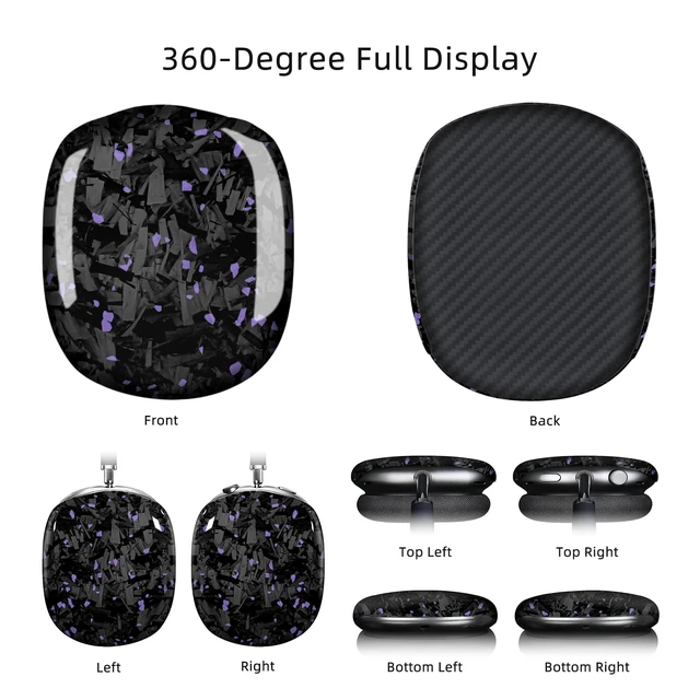 Alt view image 4 of 7 - Real Carbon Fiber Case for AirPods Max (2024/2020), Military-Grade Protective Hard Cover for Apple Max Headphones, Unique Forged Glossy, Scratch-Resistant, Essential Accessories-Purple