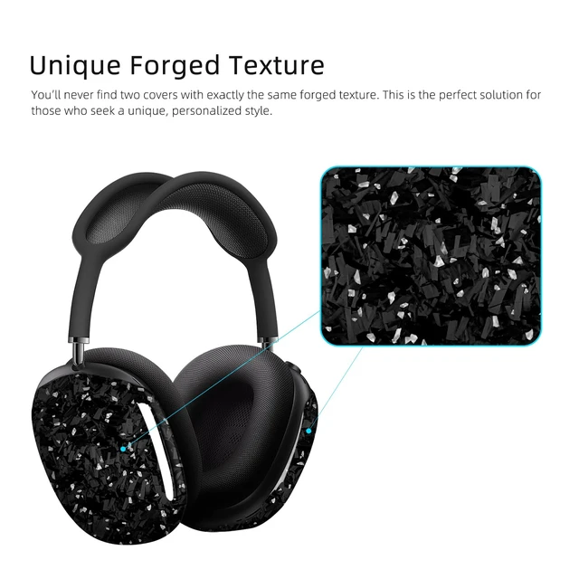 Alt view image 6 of 7 - Real Carbon Fiber Case for AirPods Max (2024/2020), Military-Grade Protective Hard Cover for Apple Max Headphones, Unique Forged Glossy, Scratch-Resistant, Essential Accessories-Silver