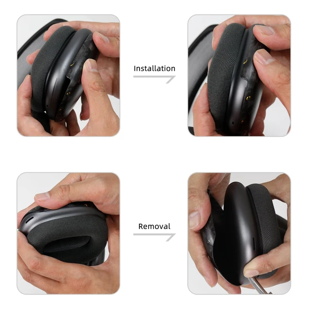 Alt view image 7 of 7 - Real Carbon Fiber Case for AirPods Max (2024/2020), Military-Grade Protective Hard Cover for Apple Max Headphones, Unique Forged Glossy, Scratch-Resistant, Essential Accessories-Silver
