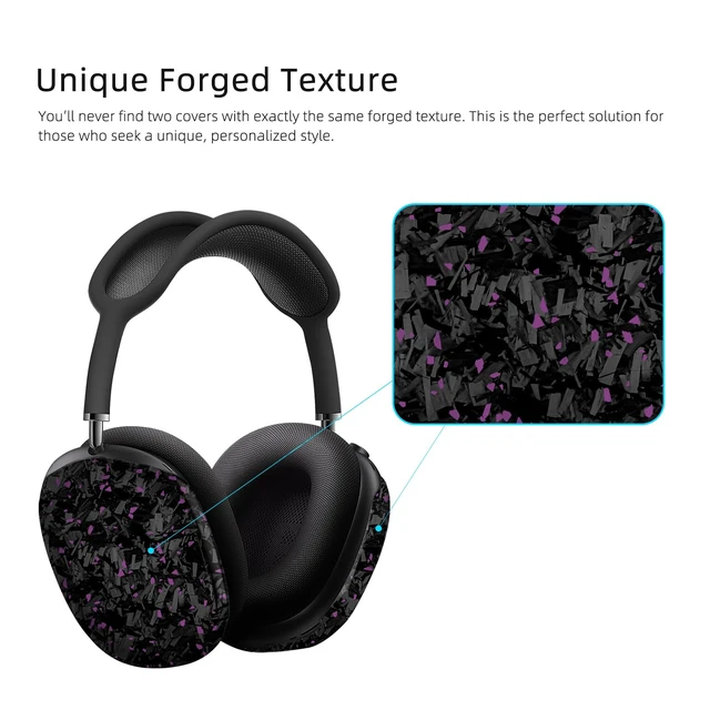 Alt view image 7 of 7 - Real Carbon Fiber Case for AirPods Max (2024/2020), Military-Grade Protective Hard Cover for Apple Headphones, Unique Forged Matte, Scratch-Resistant, Essential Accessories-Matte Purple