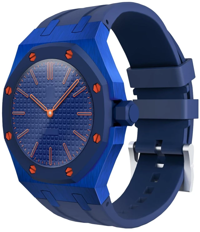 Main image of Luxury Aluminum Case Band Mod Kit Compatible with AP Swatch Royal Pop for Men Women, Lightweight Shockproof Aluminum Bumper Case with Sport Silicone Replacement Strap