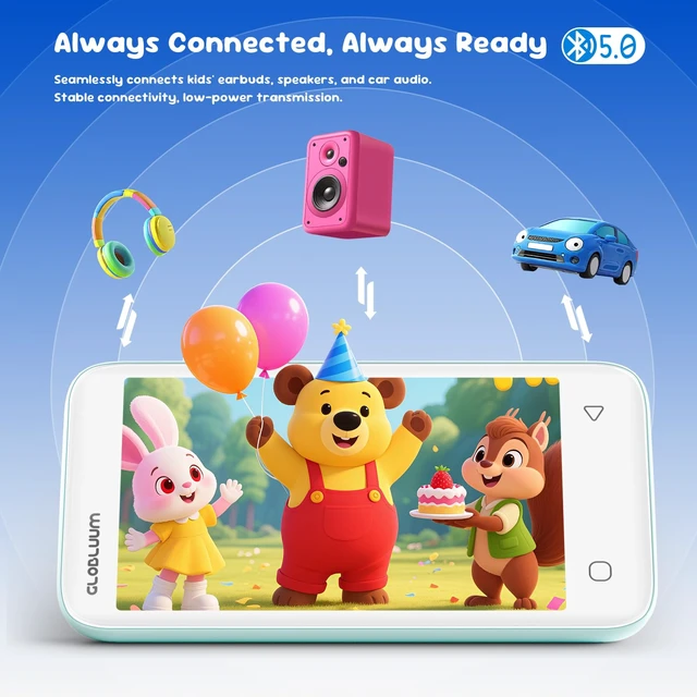 Alt view image 6 of 7 - 80GB MP3 Player for Kids, Parental Controls, Supports Spotify Kids, Audible, LibriVox, and Kindle:Safe Android MP4 Player Gift with 4" Touchscreen, WiFi and Bluetooth(Mint Green)