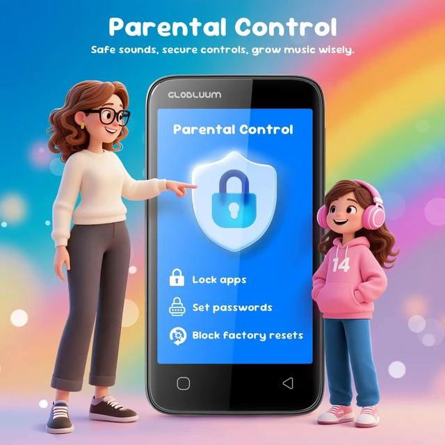 Alt view image 5 of 7 - 80GB MP3 Player for Kids, Parental Controls, Supports Spotify Kids, Audible, LibriVox, and Kindle, Android MP4 Player Gift with 4" Touchscreen, WiFi and Bluetooth(Glossy Black)