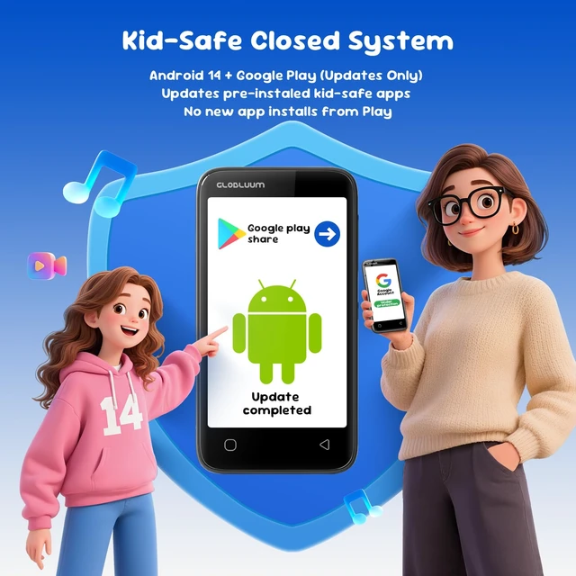 Alt view image 7 of 7 - 80GB MP3 Player for Kids, Parental Controls, Supports Spotify Kids, Audible, LibriVox, and Kindle, Android MP4 Player Gift with 4" Touchscreen, WiFi and Bluetooth(Glossy Black)