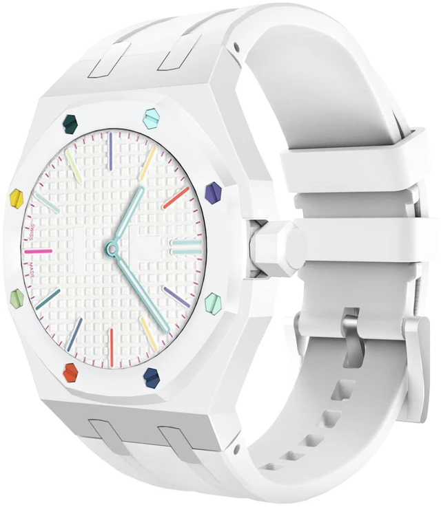 Main image of Luxury Aluminum Case Band Mod Kit Compatible with AP Swatch Royal Pop for Men Women, Lightweight Shockproof Aluminum Bumper Case with Sport Silicone Replacement Strap