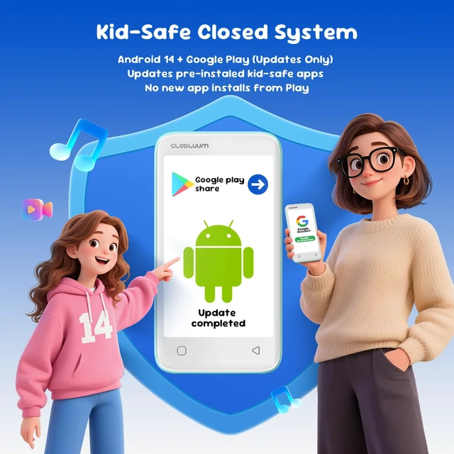 Alt view image 7 of 7 - 80GB MP3 Player for Kids, Parental Controls, Supports Spotify Kids, Audible, LibriVox, and Kindle:Safe Android MP4 Player Gift with 4" Touchscreen, WiFi and Bluetooth(Mint Green)