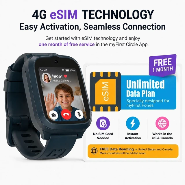 Alt view image 2 of 7 - Fone S3+ Kids Smart Watch 4G GPS Smartwatch for Kids, with eSIM Video Voice Call, 2MP Camera, GPS Tracking, Text, Waterproof eSIM Dual Band, Gift for Boys Girls Age 8-12Space Blue