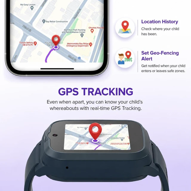 Alt view image 4 of 7 - Fone S3+ Kids Smart Watch 4G GPS Smartwatch for Kids, with eSIM Video Voice Call, 2MP Camera, GPS Tracking, Text, Waterproof eSIM Dual Band, Gift for Boys Girls Age 8-12Space Blue