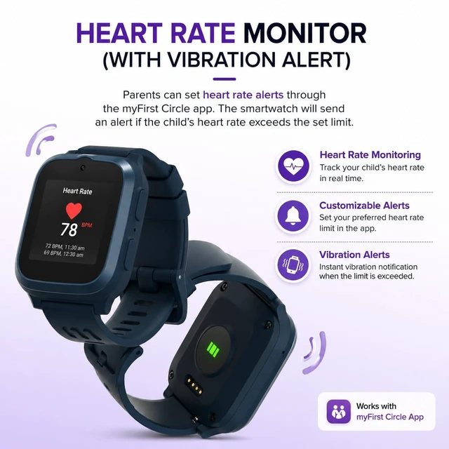 Alt view image 7 of 7 - Fone S3+ Kids Smart Watch 4G GPS Smartwatch for Kids, with eSIM Video Voice Call, 2MP Camera, GPS Tracking, Text, Waterproof eSIM Dual Band, Gift for Boys Girls Age 8-12Space Blue