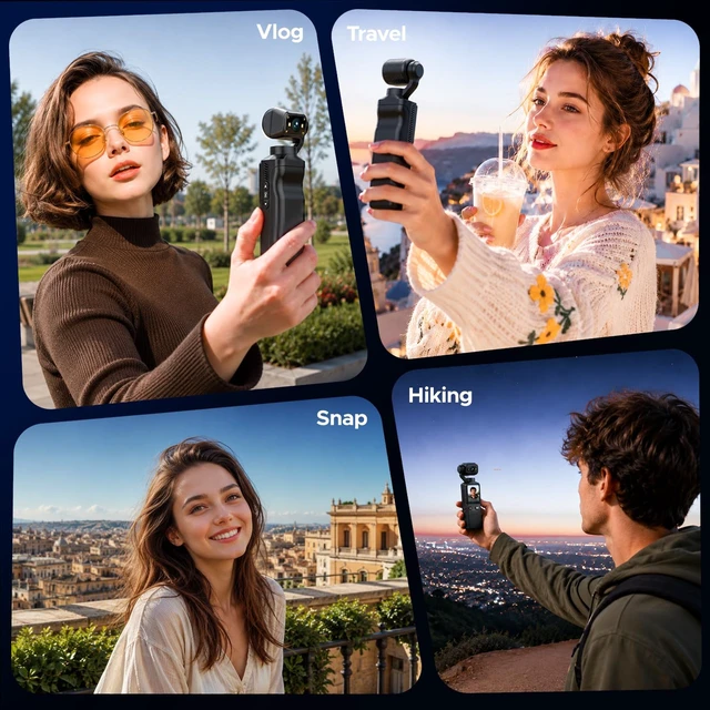 Alt view image 5 of 7 - 2K Vlogging Camera with 360° Rotating Lens, Pocket Camera with 32GB TF Card Handheld Pocket, WiFi App, 7-Hour Battery, 1.69-Inch Screen, 4X Digital Zoom, for YouTube, TikTok, Travel