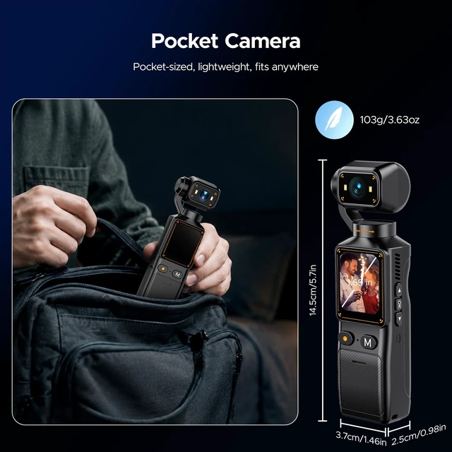 Alt view image 7 of 7 - 2K Vlogging Camera with 360° Rotating Lens, Pocket Camera with 32GB TF Card Handheld Pocket, WiFi App, 7-Hour Battery, 1.69-Inch Screen, 4X Digital Zoom, for YouTube, TikTok, Travel
