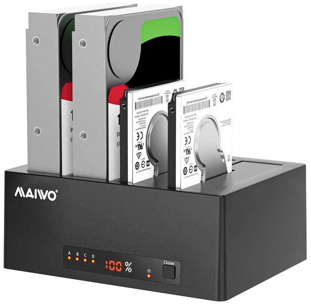 Alt view image 8 of 14 - MAIWO Docking Station 4 Bay for 2.5 3.5 inch SATA External Hard Drive with eSATA Interface, USB 3.0 HDD SSD Cloner Duplicator, 72TB Capacity