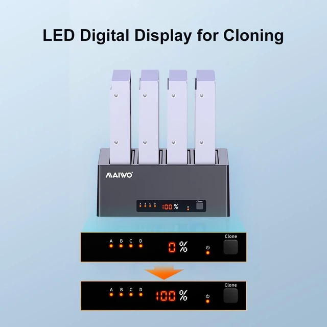 Alt view image 12 of 14 - MAIWO Docking Station 4 Bay for 2.5 3.5 inch SATA External Hard Drive with eSATA Interface, USB 3.0 HDD SSD Cloner Duplicator, 72TB Capacity