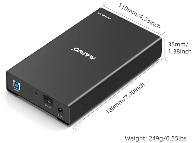 Alt view image 14 of 14 - MAIWO External Hard Drive Enclosure for 2.5 3.5 inch HDD/SSD USB 3.0 to SATA Aluminium Hard Drive Docking Station Up to 16 TB with 12V Power Adapter