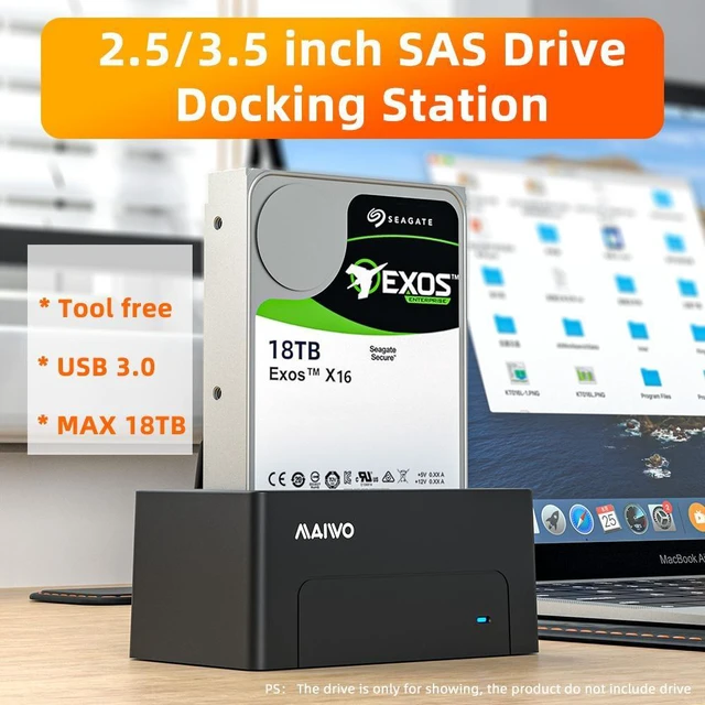 Alt view image 9 of 14 - MAIWO USB 3.0 to SAS Hard Drive Dock, SAS Hard Disk Reader / Adapter/ Enclosure Docking Station for 2.5/3.5 inch SAS HDD SSD with 12V/2A Power Adapter, Support up to 18TB Capacity/ 5Gbps Transfer Rate