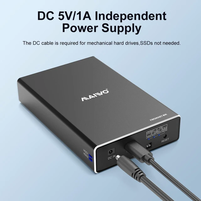Alt view image 12 of 13 - MAIWO Dual Bay USB3.1 Gen 2 USB Type C to SATA External Hard Drive Enclosure for 2.5 inch HDD/SSD Max 12TB (2 x 6TB SSD) Aluminum Alloy 2.5" SATA RAID Case Enclosure Support RAID 0/1/Large/Normal Mode