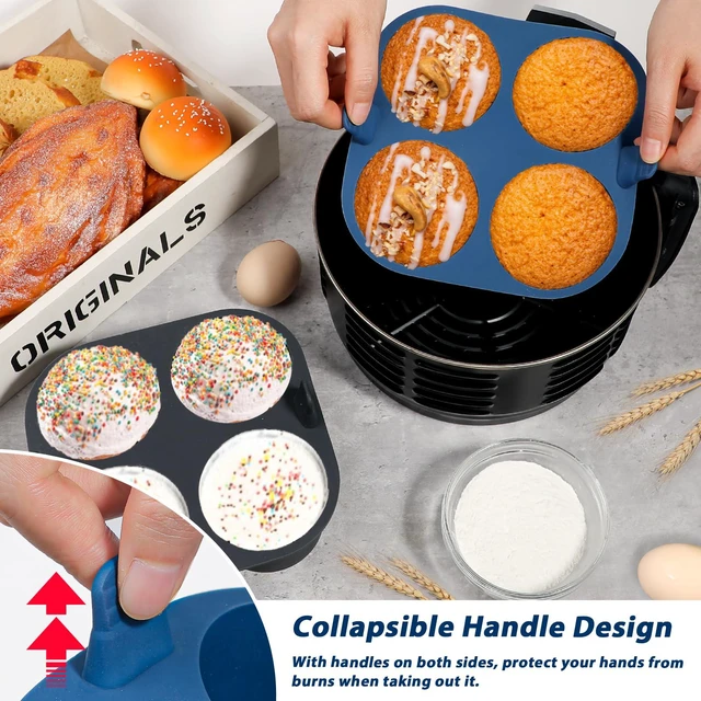 Alt view image 2 of 7 - Giant silicone air fried pancake pot, 4-chamber egg biting silicone mold, non stick pancake can baking tray without bisphenol A