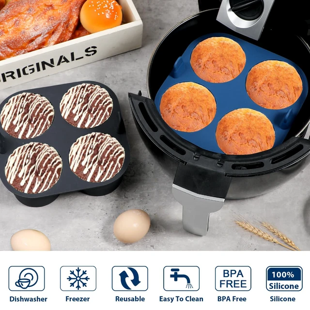 Alt view image 5 of 7 - Giant silicone air fried pancake pot, 4-chamber egg biting silicone mold, non stick pancake can baking tray without bisphenol A