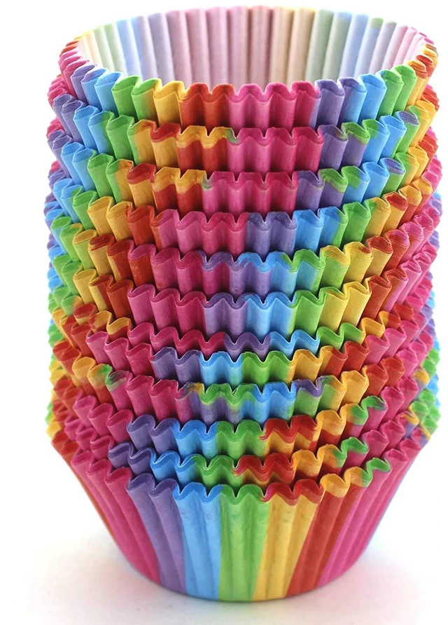 Main image of Rainbow-colored cupcake liners, 300 pieces per pack