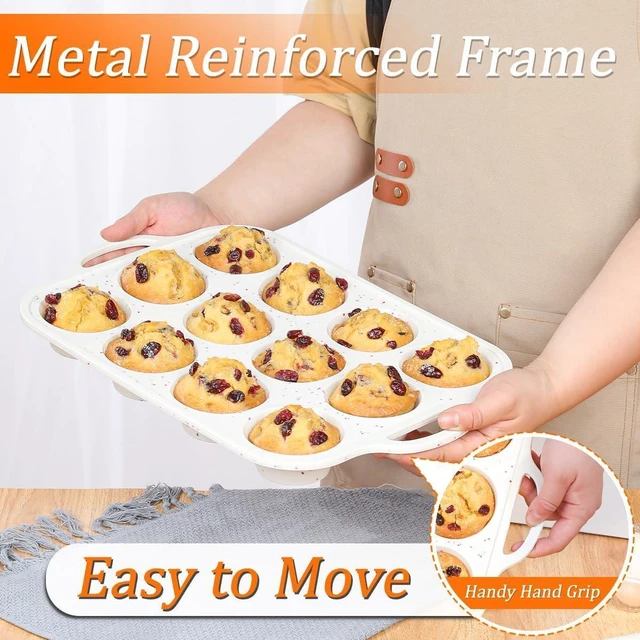 Alt view image 4 of 7 - Silicone Muffin Pan with Metal Frame, BPA-Free, Standard Size (2.8-inch), Non-Stick, Oven & Dishwasher Safe; Suitable for Egg Bites, Muffins, Cupcakes, and Mini Quiches