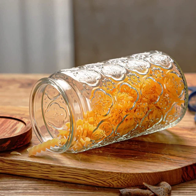 Alt view image 6 of 6 - Vintage Glass Storage Jar, 34 fl oz (approx. 1L) Airtight Coffee Canister | Glass Food Storage Container with Lid Kitchen Canister for Coffee, Tea, Sugar, and Candy; Decorative Mason Jar
