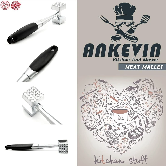 Alt view image 5 of 7 - Double-sided spiked meat malletsuitable for steak, chicken, and fish; features a comfortable rubber handle and measures 8.8 inches in total length.
