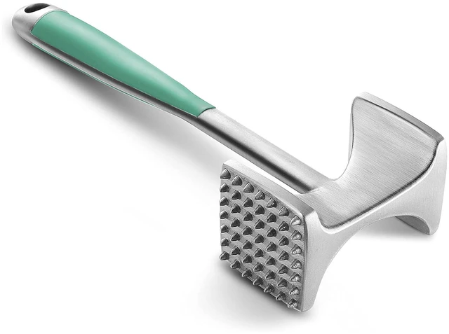 Main image of Meat Mallet (Mint Green) Features a comfortable grip and a dual-sided head design; sturdy and durable, suitable for tenderizing steak, beef, and fish.