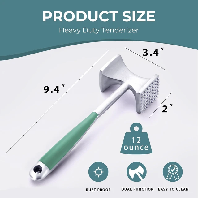 Alt view image 6 of 7 - Meat Mallet (Mint Green) Features a comfortable grip and a dual-sided head design; sturdy and durable, suitable for tenderizing steak, beef, and fish.