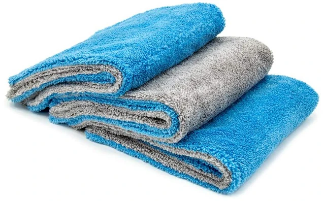 Main image of Double-Sided High-Pile Microfiber Beauty Towels 3-Pack (Blue/Gray, 16 x 16 inches, 700 GSM)