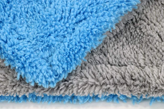 Alt view image 3 of 3 - Double-Sided High-Pile Microfiber Beauty Towels 3-Pack (Blue/Gray, 16 x 16 inches, 700 GSM)