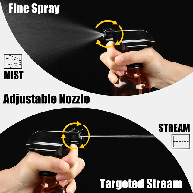 Alt view image 3 of 6 - Spray Bottles, 2-Pack (10 oz / approx. 300 ml) Refillable Plastic Spray Bottles | Fine Mist Spray Bottles with Adjustable Nozzle (Mist/Stream Settings), BPA-Free