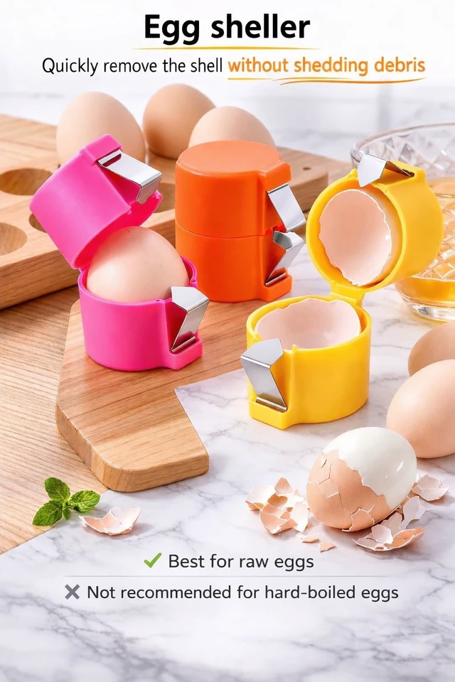 Alt view image 2 of 7 - 3 PCs Egg Shell Opener Egg Separator for Raw Eggs, Upgraded Stainless Steel Egg Cutter Egg Cracker Tool for Raw Eggs,Quickly Cutting Off raw Eggs for Home Kitchen Use