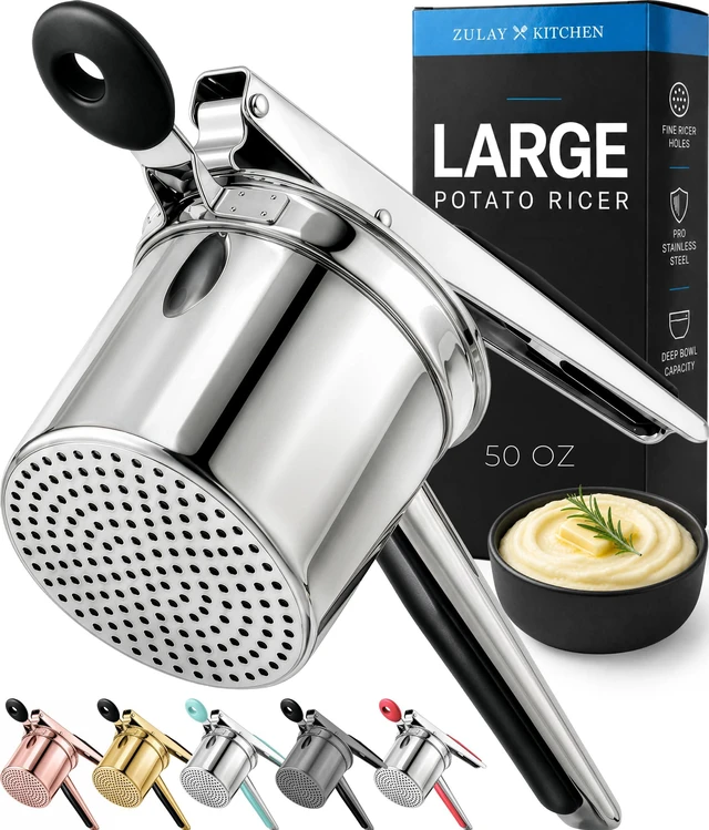 Main image of Large 15-Ounce Potato Masher Heavy-Duty Stainless Steel Tool for Effortlessly Making Perfect Mashed Potatoes