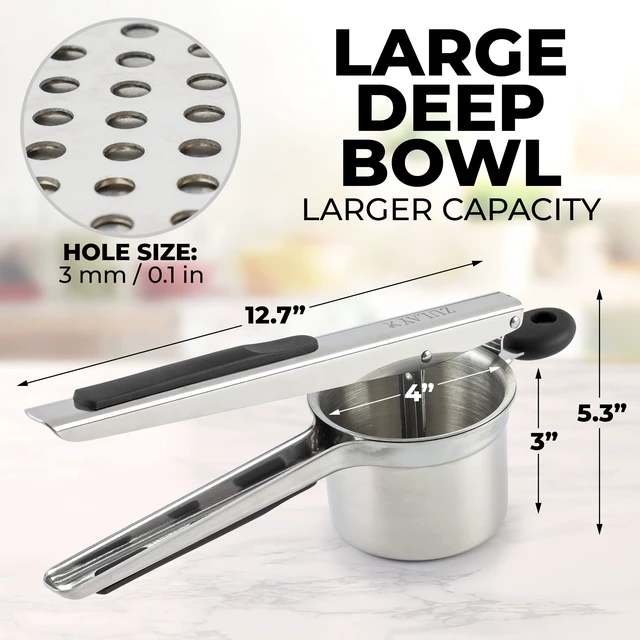 Alt view image 3 of 7 - Large 15-Ounce Potato Masher Heavy-Duty Stainless Steel Tool for Effortlessly Making Perfect Mashed Potatoes